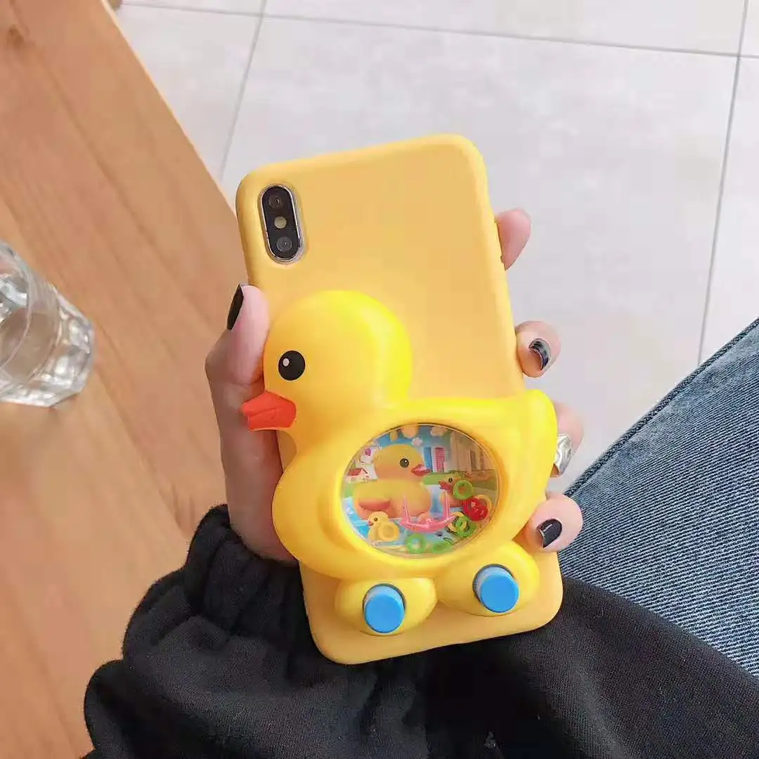 3D Game Duck Case Liquid Soft Silicone Cover for Huawei P8 P9 P10 P20 P30 Lite Pro P Smart Plus Mate 9 10 20 X Reduce Stress Toy |