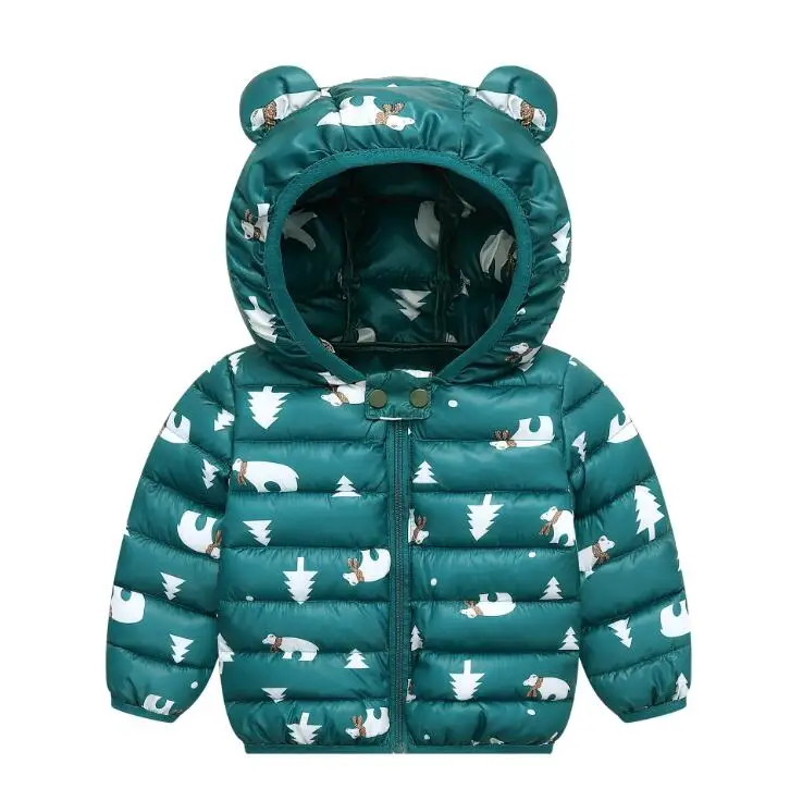 XMAS green Новое рождественское зимнее пальто для малышей пуховое хлопковое пальто, куртка детская одежда пуховик с капюшоном для маленьких мальчиков и девочек - Цвет: XMAS green