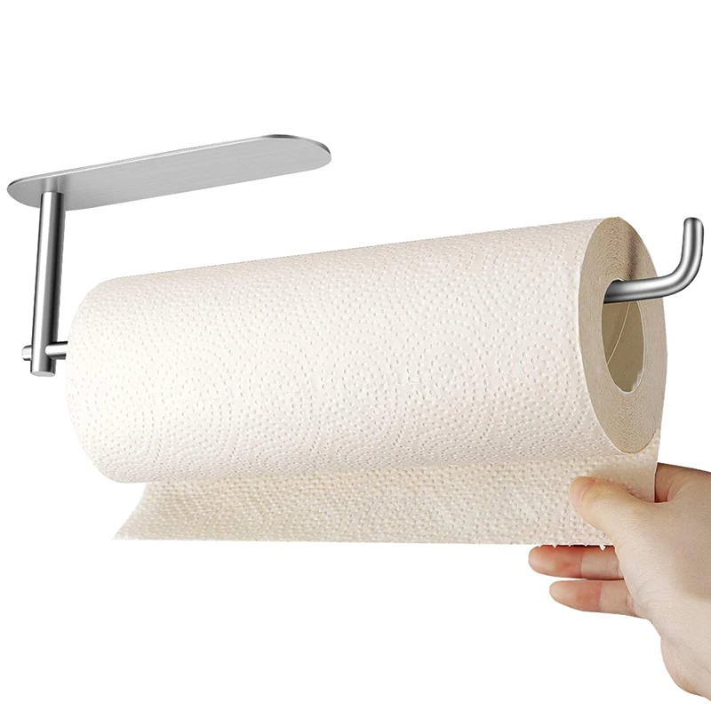

Paper Towel Holder Under Cabinet Mount - Easy One-Handed Tear Adhesive Paper Towel Rack,12 Inch Bar-Fits All Roll Sizes