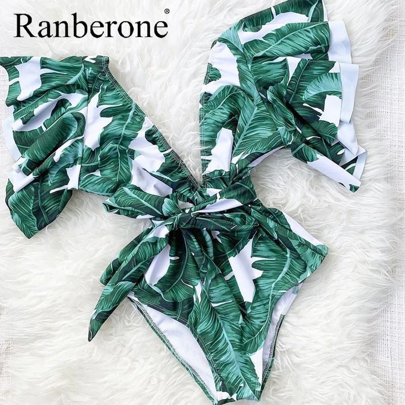 Женский слитный купальный костюм с чашками пуш ап V образным вырезом и