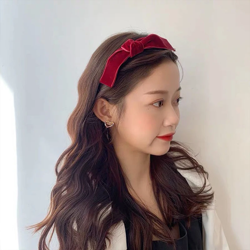 

Elegant Velvet Bow Bezel Headwear Women Korean Headband Girls Vintage Hairband Hoop For Wedding Party Hair Bands Accessories
