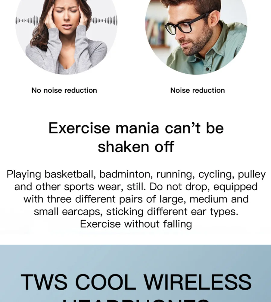 CBAOOO TWS Bluetooth 5,0 беспроводная гарнитура IPX6 водонепроницаемая Спортивная стерео Беспроводная гарнитура с затычки в уши для микрофона