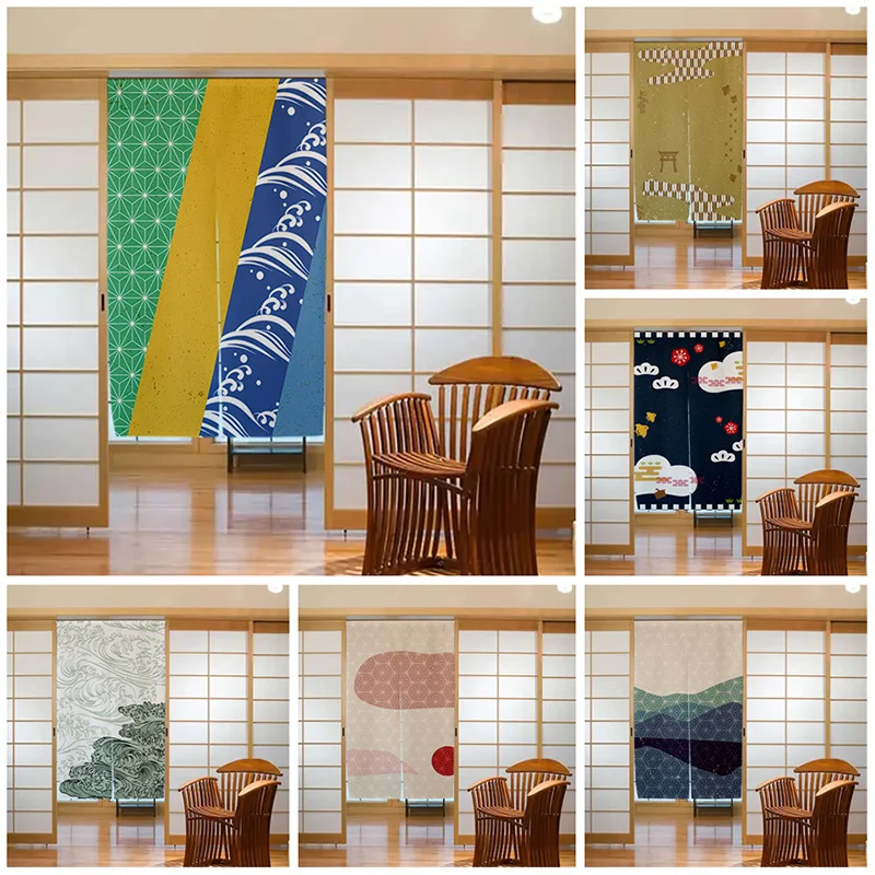 

Japanese Style Traditional Door Curtain Simple Home Polyester Cloth Pattern Door Curtain Kitchen Bedroom Blackout Door Curtain