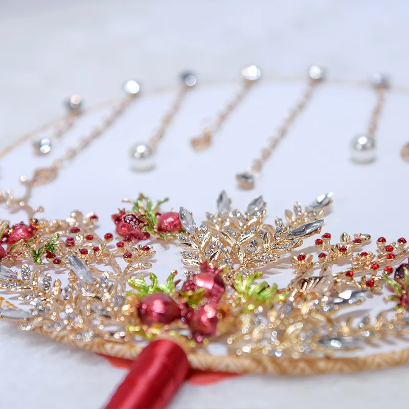 JaneVini Свадебный букет роскошный китайский веер гранатовый Золотой Цветок