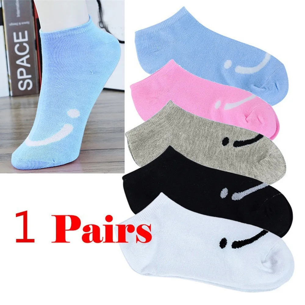 Kawaii/1 пара носков женские короткие носки башмачки с рисунком улыбки для девочек