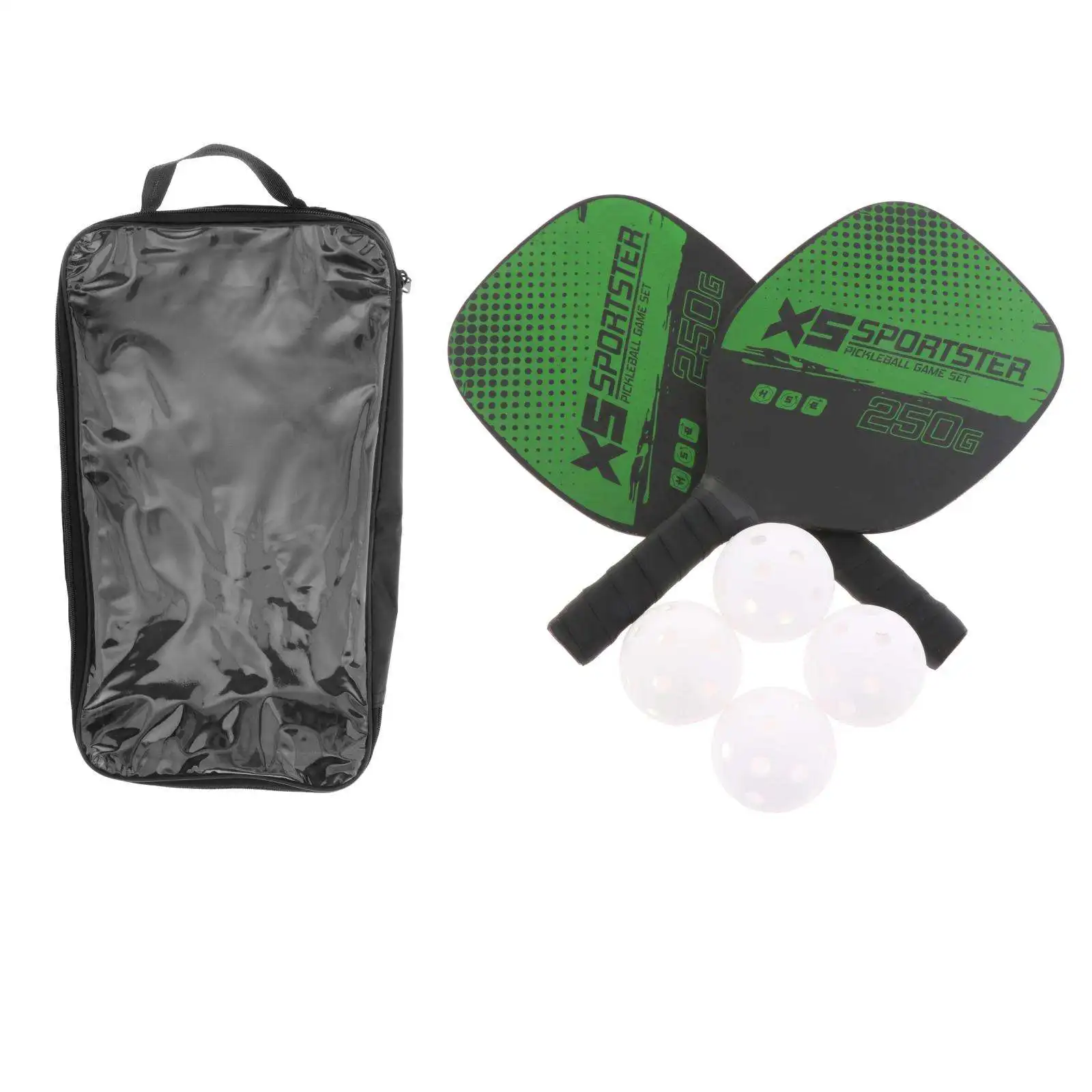 

Deluxe Pickleball Paddles Set Includes Wood Rackets 4 Balls and Storage Bag