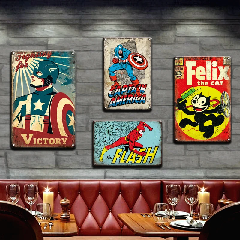MARVEL COMICS ободок для волос в стиле чудо-женщина супергерой Железный человек металлический оловянный знак детская спальня Детская комната Декор для гостиной винтажный металлический постер