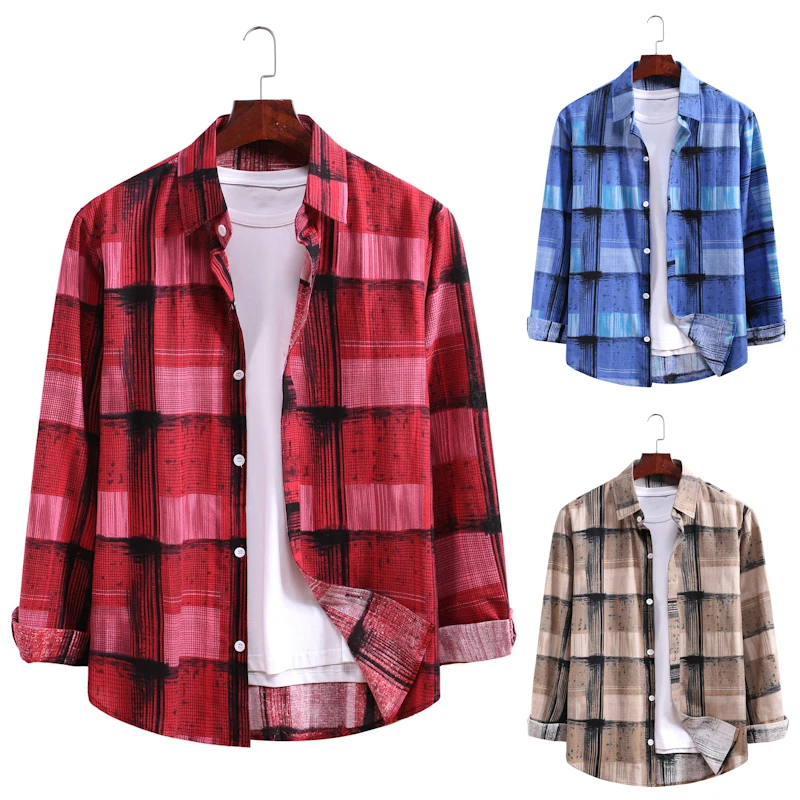 Новинка 2020 модная мужская рубашка в клетку с длинным рукавом | Мужская одежда