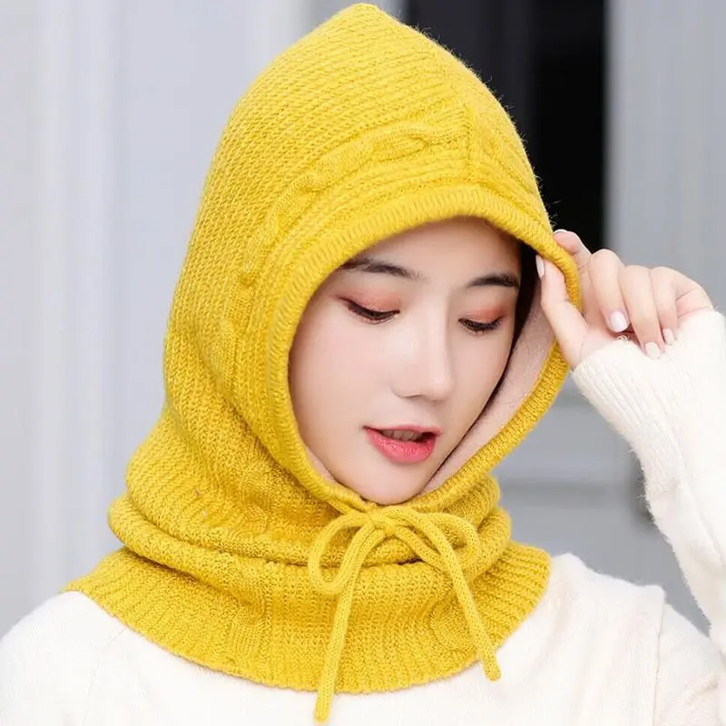 Зимние шерстяные вязанные шарф и шапка набор бини женский шарф Skullies Beanies шапки для женщин шапка s Gorras Bonnet маска цельная шапка