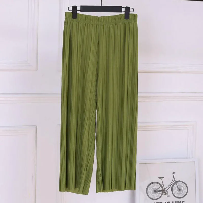 Морщинистые широкие брюки с эластичной резинкой на талии свободные тонкие