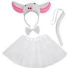 Повязка на голову с ушками розовой свиньи для девочек, юбка-пачка, детский костюм на день рождения, подарок, реквизит для косплея на Пасху