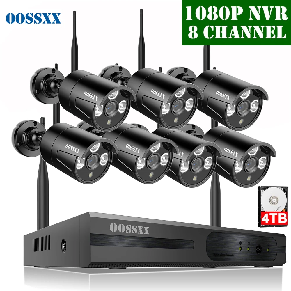 OOSSXX 8CH Беспроводной NVR комплект камер видеонаблюдения система 7 шт 720P 1.0MP Крытый