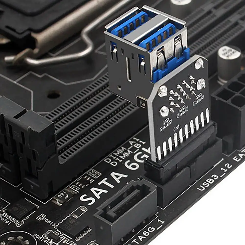 

Excellent USB3.0 19/20 Pin to Dual USB3.0 Internal Header Plug Play Motherboard Adapter Driver-free for PC