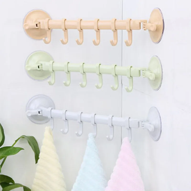 Настенная Вакуумная присоска на присоске 6 крючков держатель для ванной комнаты