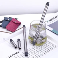 188 stainless steel straw pocket straw for tea for juice drinking straw drink pouches with straw metal straw with case