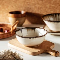 2021 ceramic japanese ramen noodle soup bowl stripe deep bowls porcelain bowls kitchen dinner serving bowls