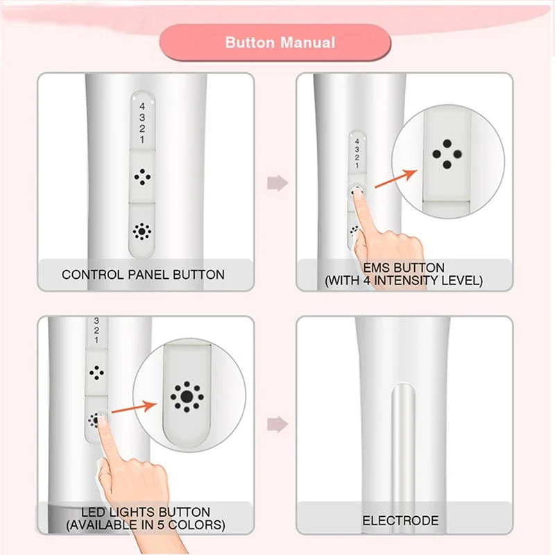 Beste Roestvrij Staal Draagbare Elektrische Ultrasone Trillingen Rf Ems Led Facelift Massage Machine Beauty Anti-Rimpel Facial Massager