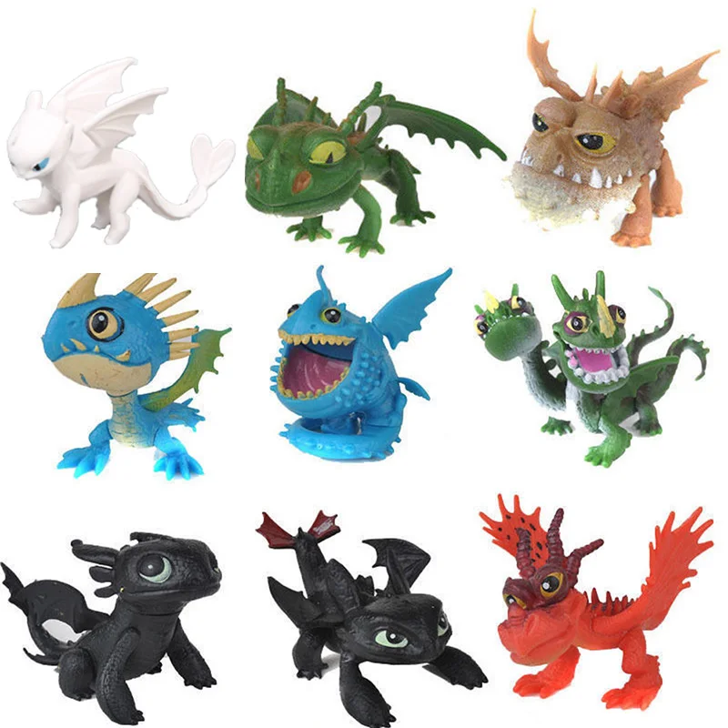 

6-12pcs/set How To Train Your Dragon 3 Toothless Night Mini Dolls Blue Black White Dragon PVC Anime Action Figures Model Toys