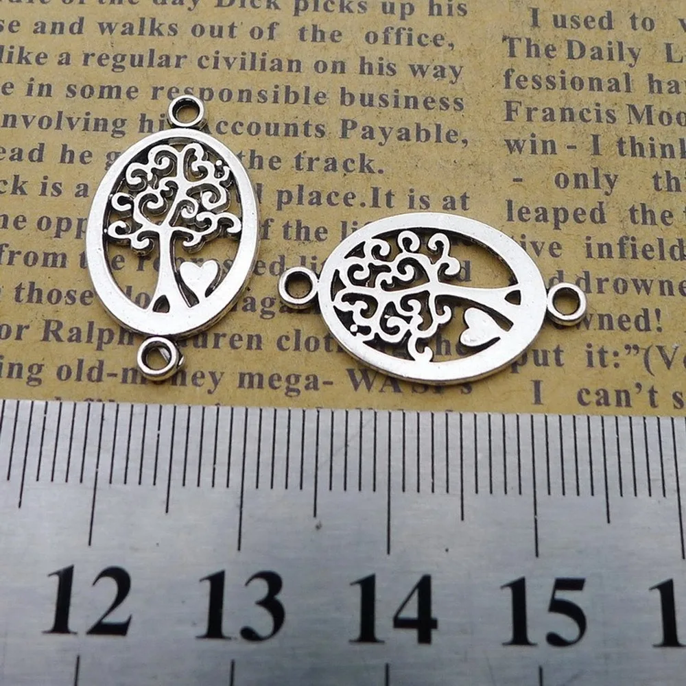 

200pcs Tree Charms 13mm x 23mm DIY Jewelry Making Pendant Antique Silver Color