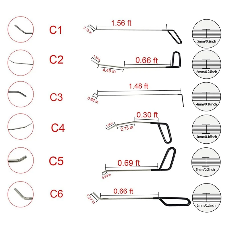 barato Dent Remover Ganchos Nova Qualidade Ganchos Varas Paintless Dent Remoção Kit Ferramentas De Reparo Do Carro Porta Ding Granizo Remoção
