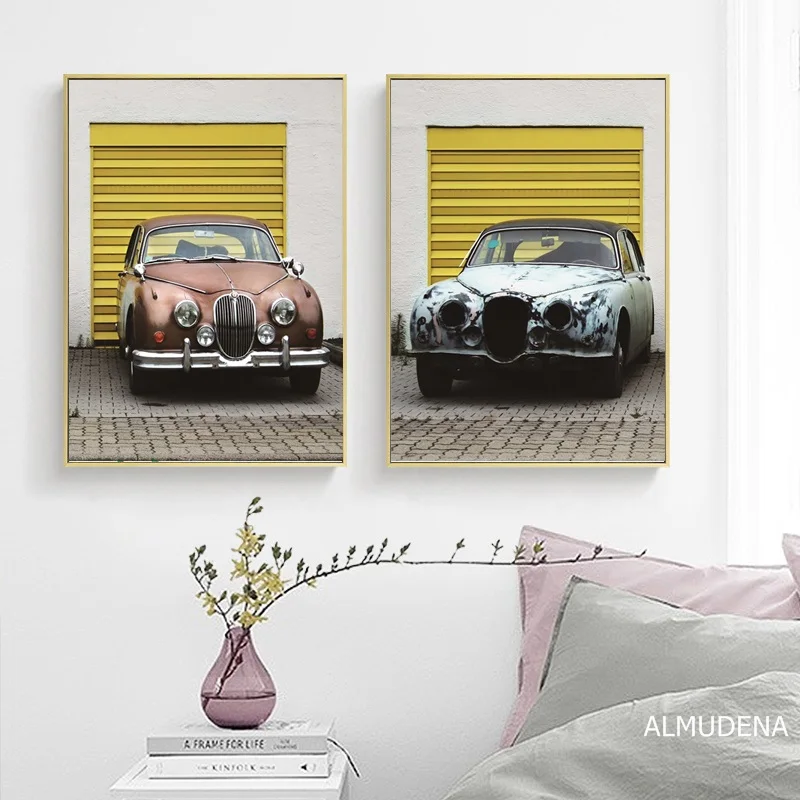 Скандинавский ретро постер винтажная Картина на холсте с розовыми и синими