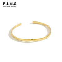 f i n s irregular smooth 925 sterling silver bracelets bangles concave open gold ladies bangles charm bracelets fashion jewelry
