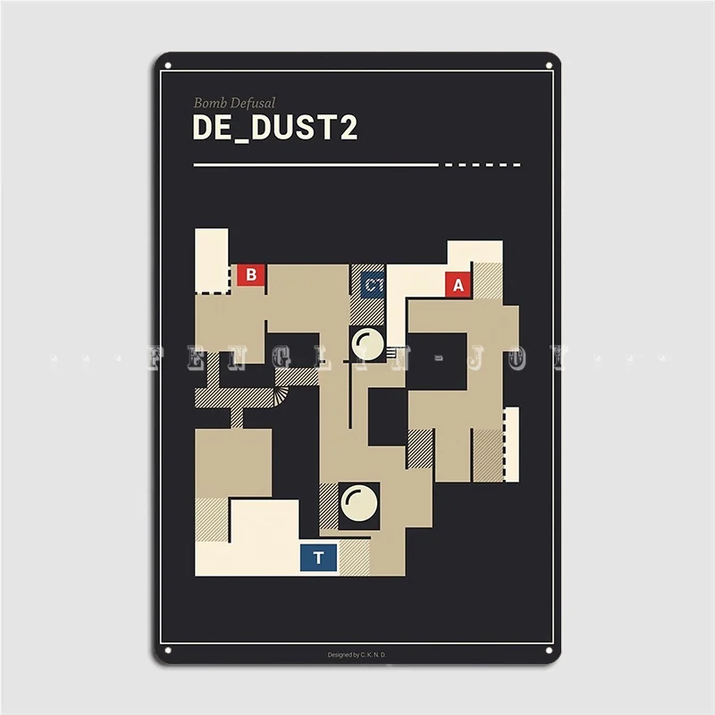 

Counter-Strike De_Dust2 With White Outline Metal Plaque Poster Painting Décor Cinema Living Room Kitchen Tin Sign Poster