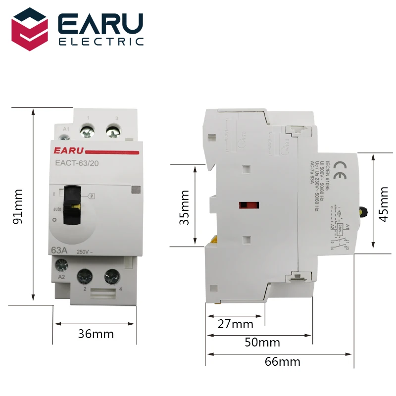 Американская классификация проводов 2р 32A 63A AC 220V 230V 50/60Hz Din Rail бытовой Контактор В