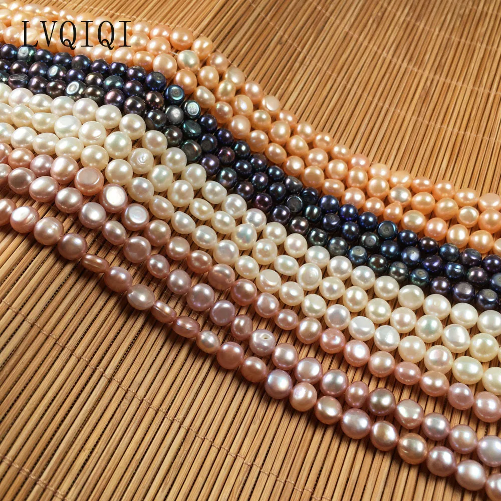 LVQIQI натуральный пресноводный жемчуг Бисероплетение плоская форма изоляция
