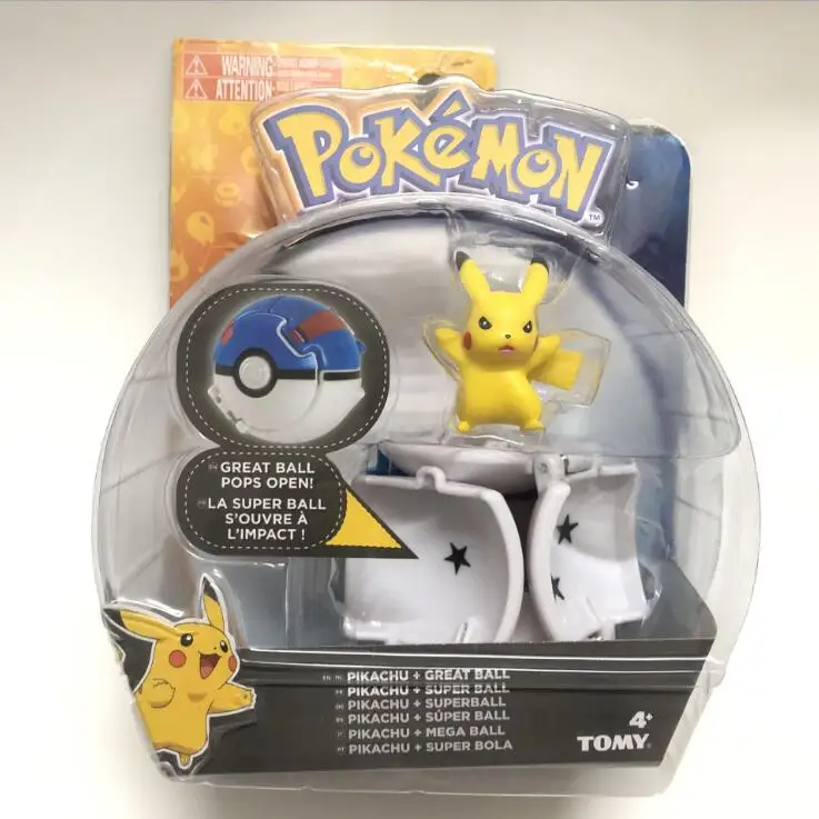 Оригинальная кукла Покемон Пикачу Touch and Flip Pokeball Player аниме модель детская игрушка