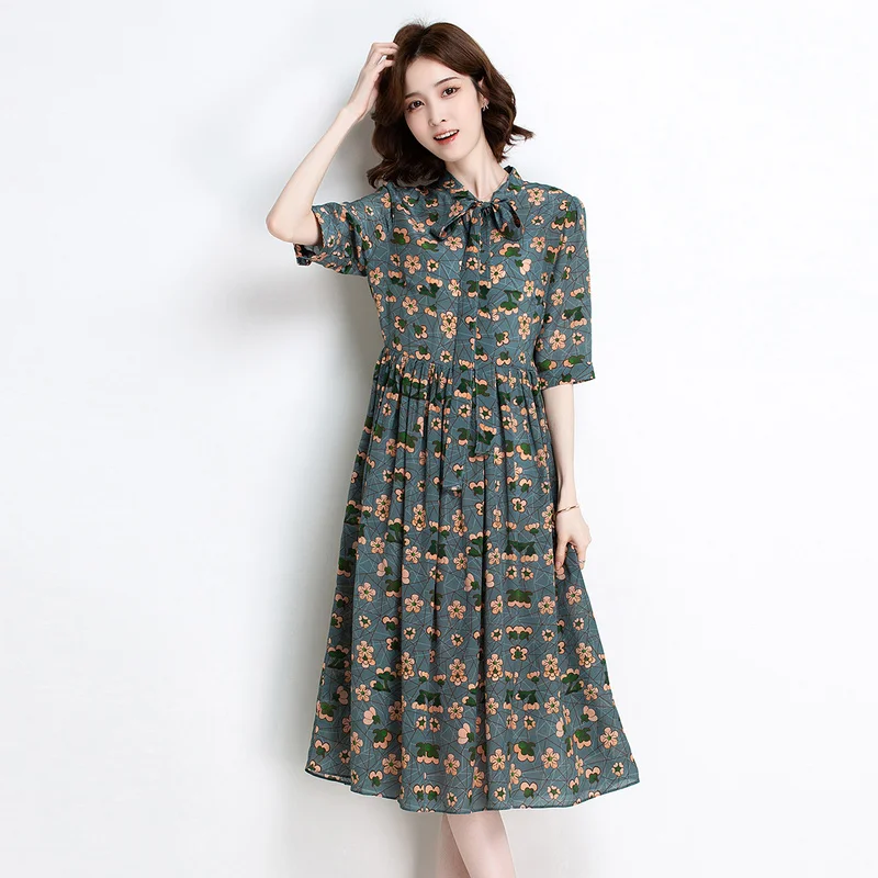 

[Новые летние товары] Jinju, летнее Новое шелковое кружевное шелковое платье с цветочным принтом