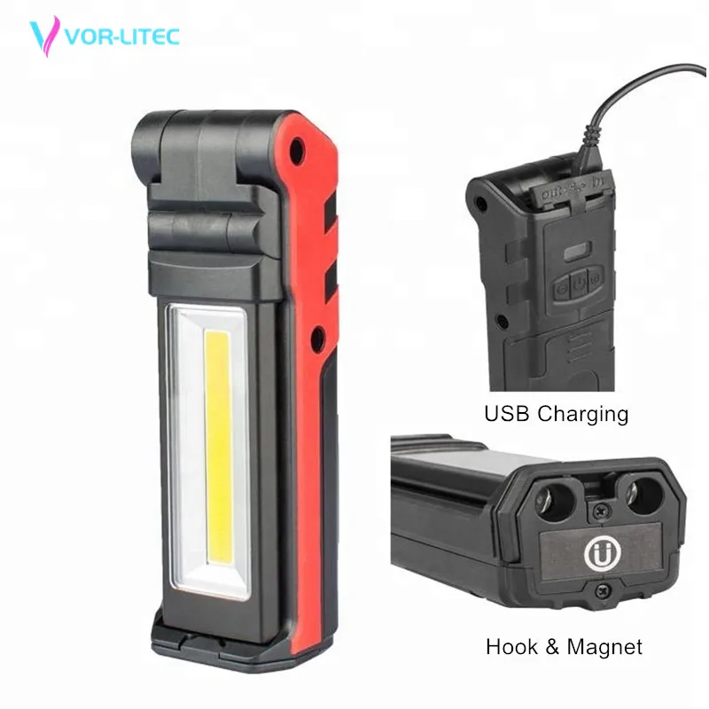 vorlitec usb rechargeable working light dimmable cob led flashlight inspection lamp with magnetic base hook outdoor power bank free global shipping