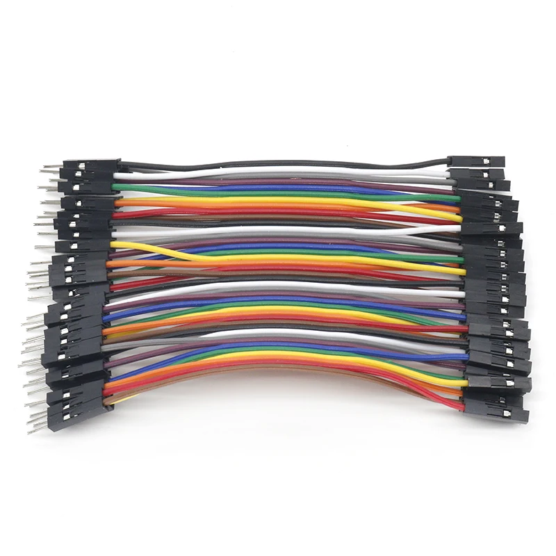 40pcs 10cm 2.54mm 1pin 1p-1p male to female jumper wire Dupont cable for arduino | Электроника
