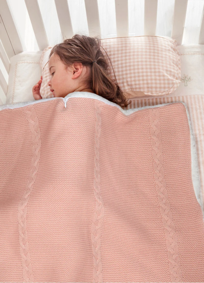 

New Baby Knitted Sleeping Bag Plus Velvet Newborn Outdoor Stroller Cover Blanket Envelope Thicken Zipper Anti-kick Sleepsacks