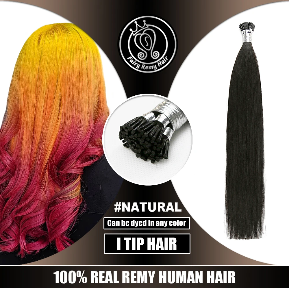 Real Virgin Natural Fusion I Tip Remy Hair Extenisons On Capsule Can Be Dyed All Color 0.8g/s 16" 18" 20" 22" 40g/pack