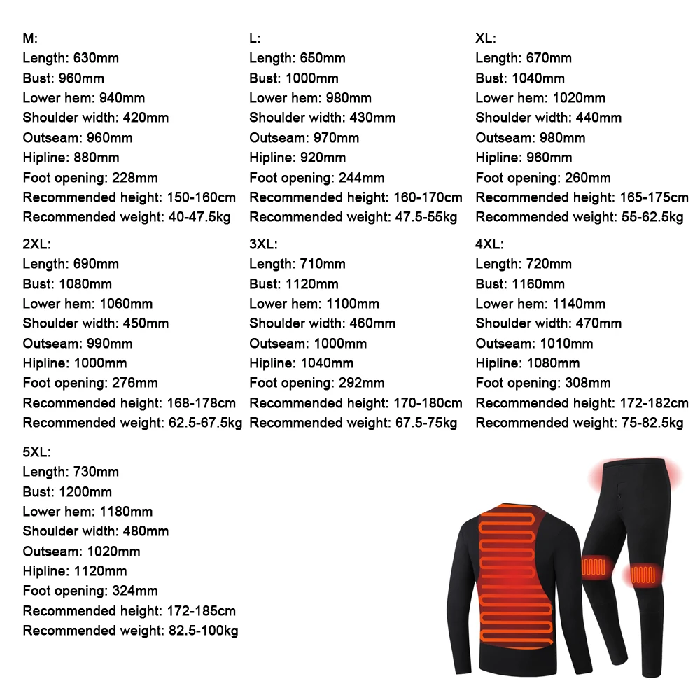 

Intelligent Heating Clothing Intelligent Constant Temperature Suit Winter Heated Underwear USB Hot Clothes Thermal Men Underwear