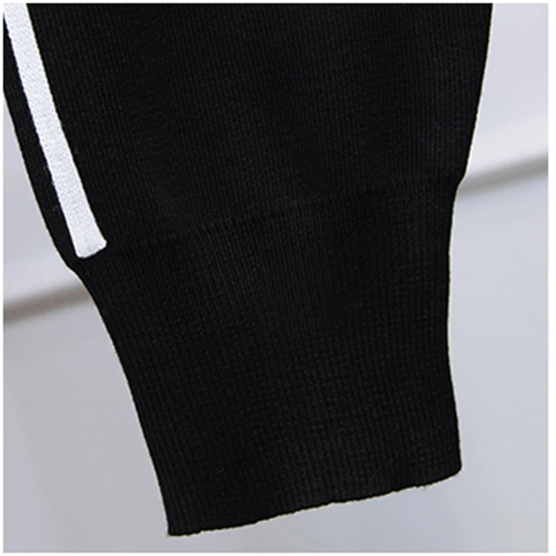 

STREET New HIGH Stylish 2021 Runway Suit Set Women's Color Block Knit Sweater Pants Set