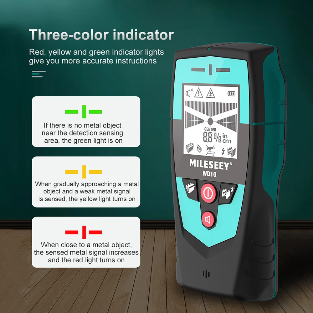 Mileseey ручной детектор стены с большой площадью Сенсор металлодетектор Stud Finder