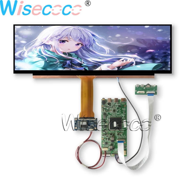 Günstig 14 Zoll AIDA64 Gestreckt Bar LCD Display 4K 3840*1100 IPS Bildschirm Kapazitiven Touch MIPI Typ-C USB Fahrer Board Für Raspberry PI