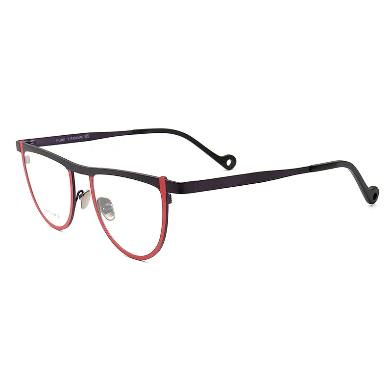 

Men Women Round Two-Toned Pure Beta Titanium Lightweight Fashion Unique Retro Prescription Unisex Eyeglass Frames Red JDA3225