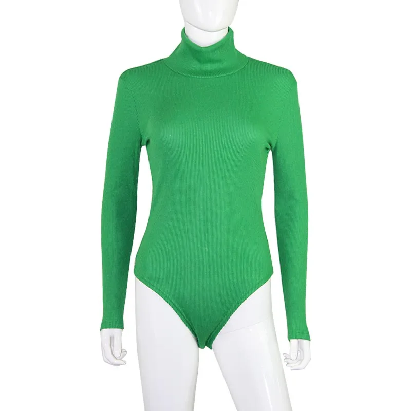 Dark green---Romper Ahagaga зимние футболки женские топы Модные неоновые зеленые красные повседневные женские футболки с длинным рукавом Топы женские блузки - Цвет: Dark green---Romper