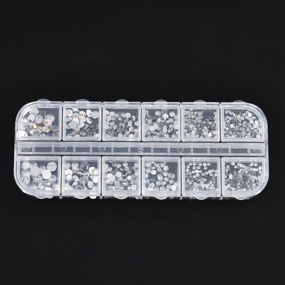 

New Multi-Size Nail Rhinestones 3D Crystal AB Clear DIY Nail Art Decorations Silver Rivet Rhinestone