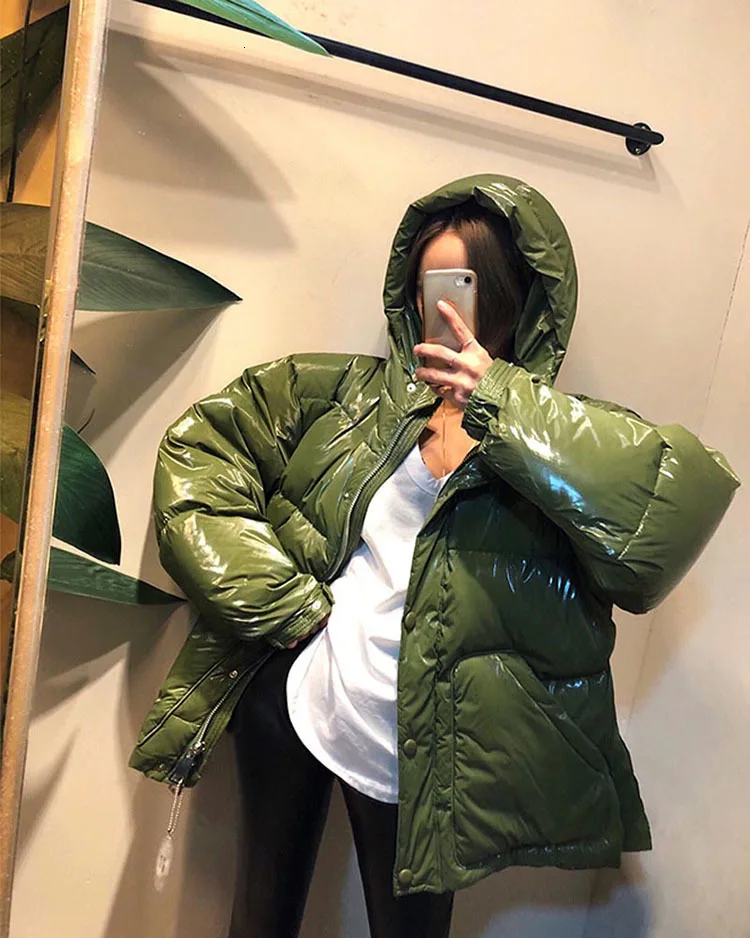 New Winter Women's Jacket hooded parka Bright Colors Insulated Puffy Coat collar hooded Parka Loose waist Belt outwear M192