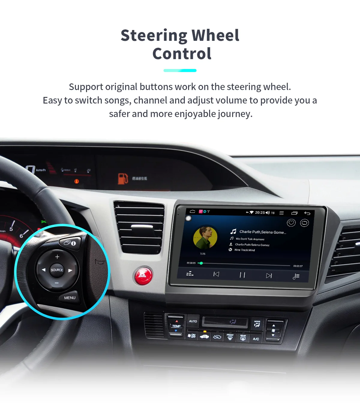Android автомобильный Радио для Honda Civic 2012 2013 головное устройство 4G+ 64G Встроенная память " один 1 din ips Экран с 4G модем DSP Carplay