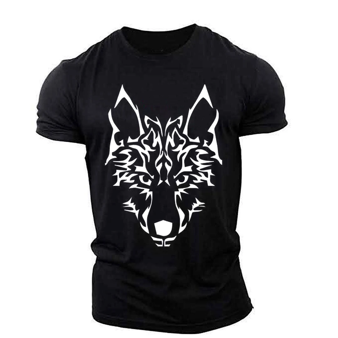 

Wolf graphic t shirts For Muscles Men t-shirt Sportswear Outdoor teamLight, Thin And Breathable elasticity Quick dry T-Shirts
