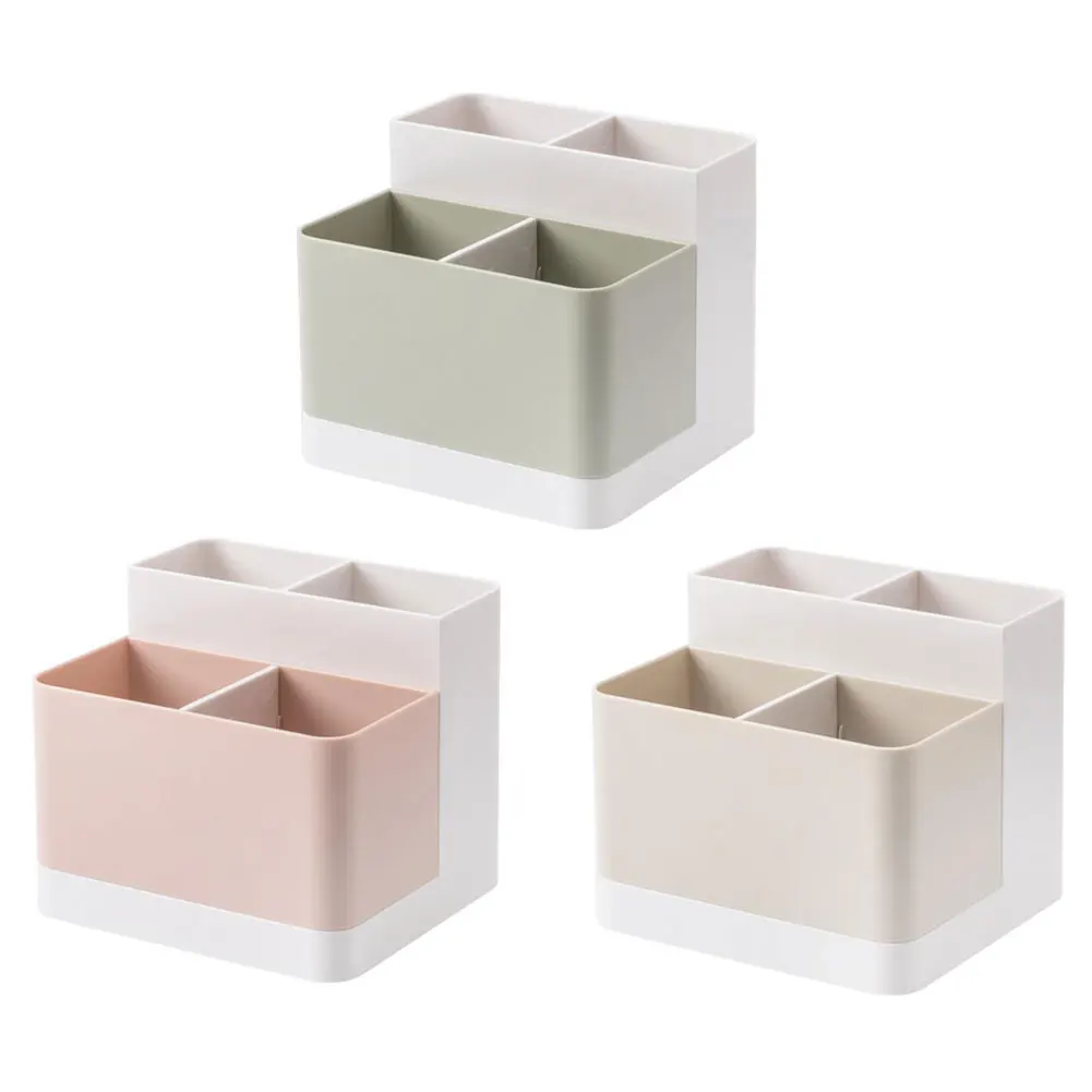 

Cosmetic Storage Box Multi-Functional Plastic Pencil Organizer Box with 4 Compartments Pink