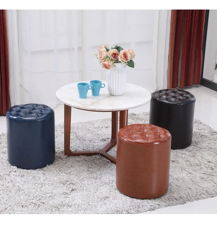 Антикварный диван-табурет из натуральной кожи домашний табурет для гостиной