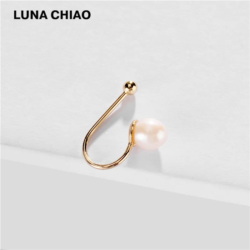 A0487 LUNA CHIAO Популярные хрустальные стразы металлические жемчужные манжеты для ушей штабелируемые манжеты Комплект сережек для женщин - Metal Color: A0487