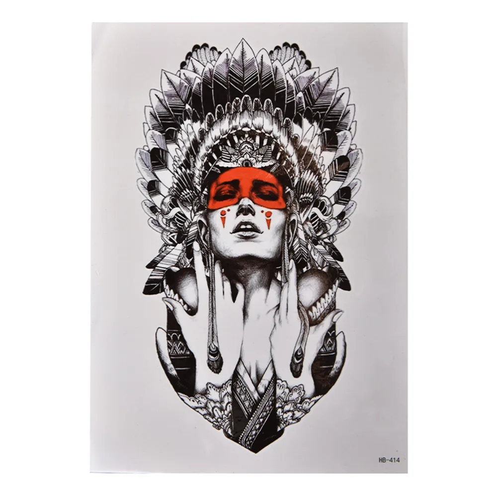 

1 Sheet Waterproof Sexy Indian Women Temporary Tattoo Large Arm Body Art Tattoos Sticker