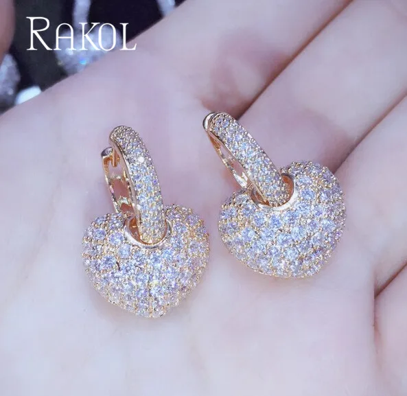 Gold Color 4 RAKOL queen AAA циркония кристалл белый цвет маленькие милые серьги-кольца для женщин Роскошные свадебные украшения подарок на день рождения RE0599K - Окраска металла: Gold Color 4